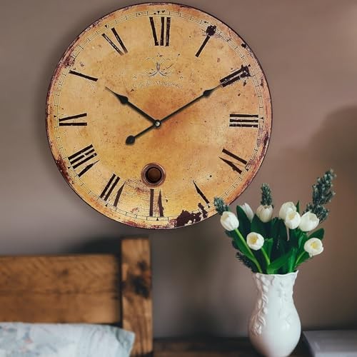 Rustic large wall clock - wall, silent