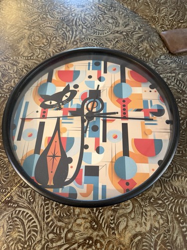 Retro atomic cat - retro, clock